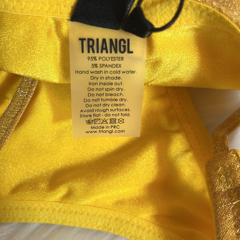 Triangl Swimwear Yellow Glitter String Bikini Bottom - Picture 11 of 12